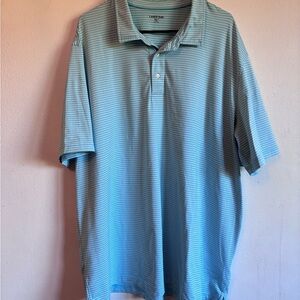 Lands' End Men's Light Blue Striped Polo